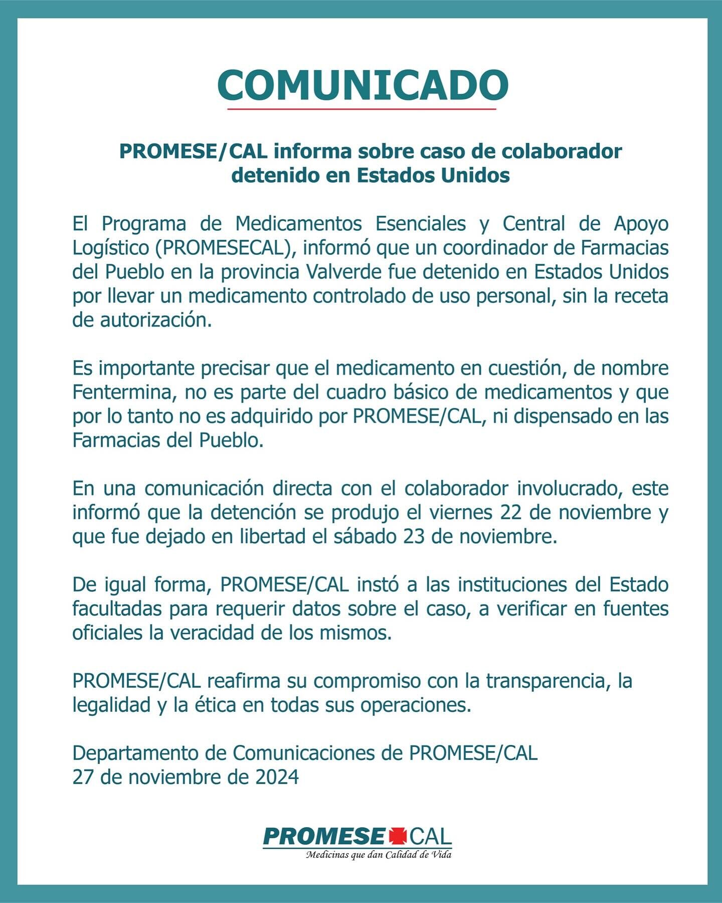 Promese/CAL aclara detención de coordinador de Farmacias del Pueblo en Estados Unidos